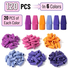 Mr. Pen- Pencil Top Erasers, 120 Pack, 6 Different Twilight Pulse Colors, Latex-Free & No Smudge Pencil Eraser Tops