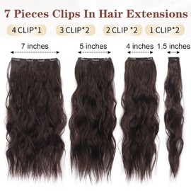 DeeThens Brown clip in hair extensions for woman 7PCS Long Curly wave Hair Extensions Double Weft Long Thick Hairpieces Full Head Daily Use 20 Inch