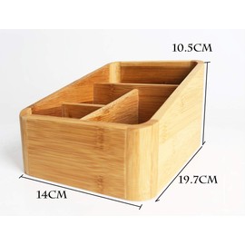 Catekro Office Dirty Organiser, Bamboo Wood, 14 x 19.7 x 10.5 cm, 4 Grids, Creative, Suitable for Toys, Phones, Headphone Cables, Small Parts, Remote Controls, Stationery, Jewellery