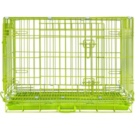 Homey Pet 30" Collapsible Portable Four Color Metal Wire Cute Dog Crate Cage Kennel Indoor - Green 30"