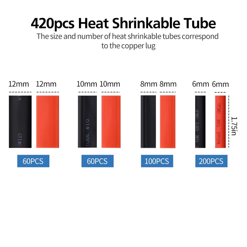 Battery Cable Wire Lug Crimping Tool Kit with 340pcs Copper