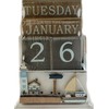 SiL Interiors Nautical Wooden Perpetual Calendar Desk Top Eternal Calendar