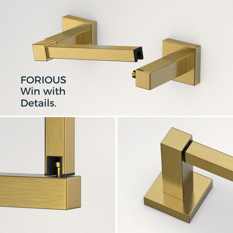 FORIOUS Brushed Gold Toilet Paper Holder Set, Pivoting Toilet Paper