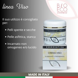 VERDESATIVA Aufhellende und regenerierende Gesichtscreme – 50 ml – mit Niacinamid, Zink, Aloe und Hyaluronsäure – Detox-Effekt und gleichmäßiger Effekt für stumpfe und stumpfe Haut – Made in Italy