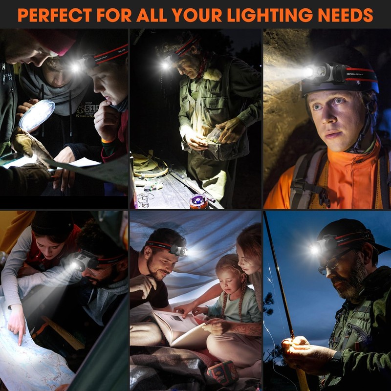 MAXME100® 1600 Lumens Dual Power Headlamp with Spotlight and Floodlight