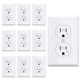 AIDA 15 Amps Duplex Outlets and Wall Plates Bundle,Weather Resistance & Tamper Resistant Electrical Receptacle, Wall Outlet,2 Pole,3-Wire, Self-Grounding, NEMA 5-15R,UL Listed 10 Pack, White