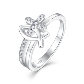 STARCHENIE Cross Ring 925 Sterling Silver Christian Fish Ichthus Ring Size 6