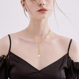 EVER FAITH Initial Letter J Necklace Simple Alphabet Pendant Choker Round Disc Paperclip Link Chain for Women Gold-Tone