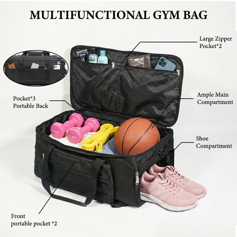 3-in-1 Tactical Duffle Backpack - 50L Large Gym Bag with