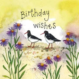 Alex Clark Art Birthday Wishes Oystercatchers Foil Card