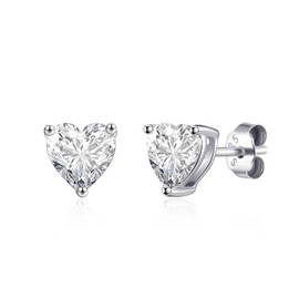 Philip Jones Sterling Silver Heart Stud Earrings Created with Zircondia® Crystals