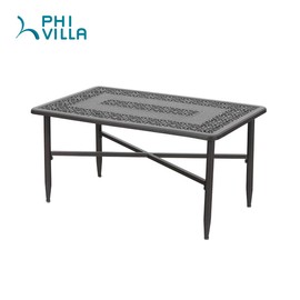 PHI VILLA Outdoor Patio Cast Aluminum 38.6"x23" Rectangular Coffee Table - Frosted Surface