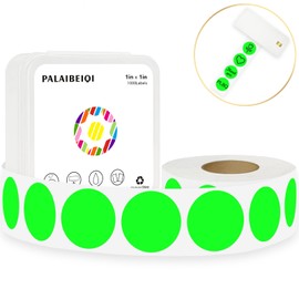 PALAIBEIQI 1 Inch Round Thermal Sticker Labels,Color Dot Sticker,Label Stickers,Waterproof,Oil Proof,for Thermal Printers,DIY,Office,Retail,Home and Warehouse Organization(Fluorescent Green,1000 Pcs)
