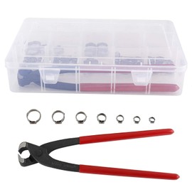 YaeTool 7-21mm 304 Stainless Steel Single Ear Hose Clamps 70 Pcs with Plier