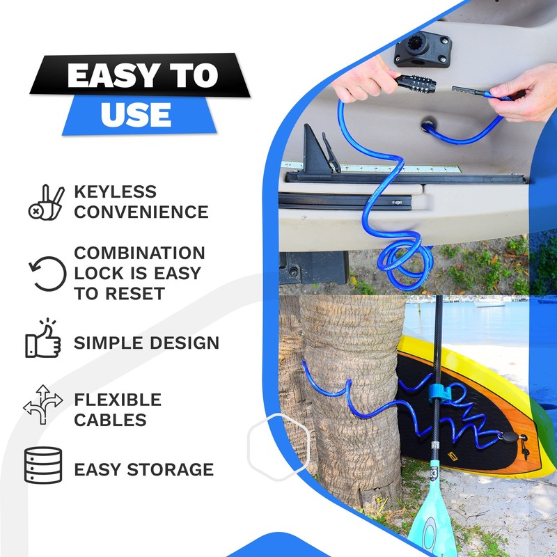 DocksLocks Weatherproof Coiled Security Cable Lock (5ft to 25ft Lengths)