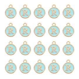 PATIKIL Letter Charm, 50Pcs "R" Alphabet Charm Initial Pendant Charm Bulk Cute Double Sided Blue Designer DIY for Jewelry Making Bracelets Earrings Necklace Crafts, Capital R