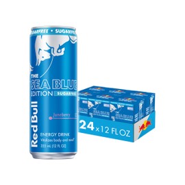 Red Bull Sea Blue Edition Sugar-Free Energy Drink, Juneberry, with 80mg Caffeine plus Taurine & B Vitamins, 12 Fl Oz, Pack of 24 Cans (6 packs of 4)