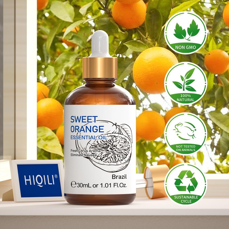 HIQILI 30ML Sweet Orange Essential Oil - Pure and Natural