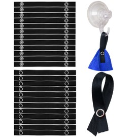 24 Pack 150 x 12 mm Loops in Black with Press Stud Fastening, Hanger Loops for Tea Towel, Towel, Cloth, Decoration, Camper Accessories