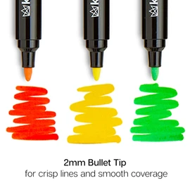 KINGART Pro Acrylic Paint Markers (499-12), 12 Colors, Fine Point, Versatile Markers - For Calligraphy, Art, Illustrations, and More