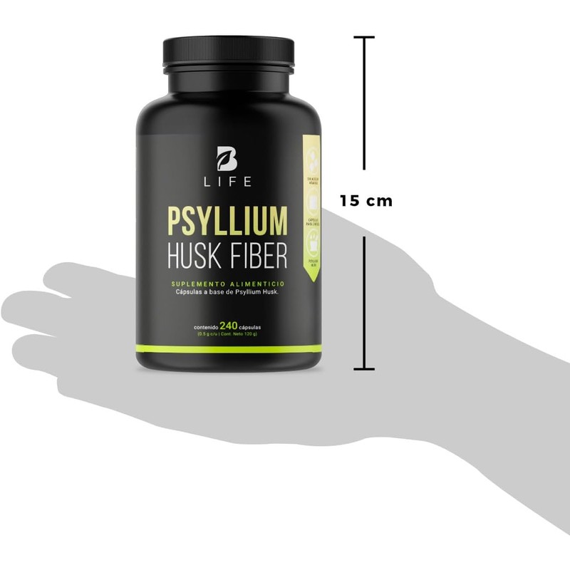 Fibra de Psyllium Husk (Plantago Ovata) 240 Cápsulas 2000 mg
