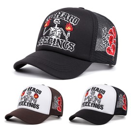 Embroidery Trucker Hat Cute “No Hard Feelings Dad Hat Mesh Skeleton Baseball Caps for Men Women Youth