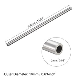 sourcing map 304 Stainless Steel Tube, OD 16mm x 2mm Wall Thick 300mm Length Metal Tubing for Industry Machinery