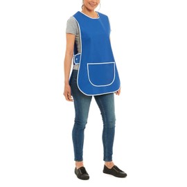 ER Direct Womens Home Work Kitchen Catering Cleaning Bar Plus Size Plain Coloured Large Pocket Side Fastening Tabard Apron (Royal Blue, M)