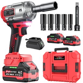 Eioehtl Cordless Impact Wrench, 1200N.m 1/2 Inch Brushless Impact Gun, 3-Speed Adjustable, 2x 20V 4.0AH Batteries, LED Light, Quick Charging, Ideal for Car Tires, DIY, and Home Use