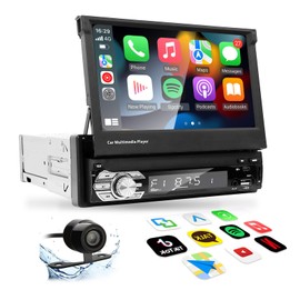 Single-Din-Touchscreen-Radio,Carplay&Android Auto,Car-Stereo-with Backup Camera Bluetooth/FM/RDS Radio/Type-C/USB/SD/MP4/MP5 Player EZoneTronics