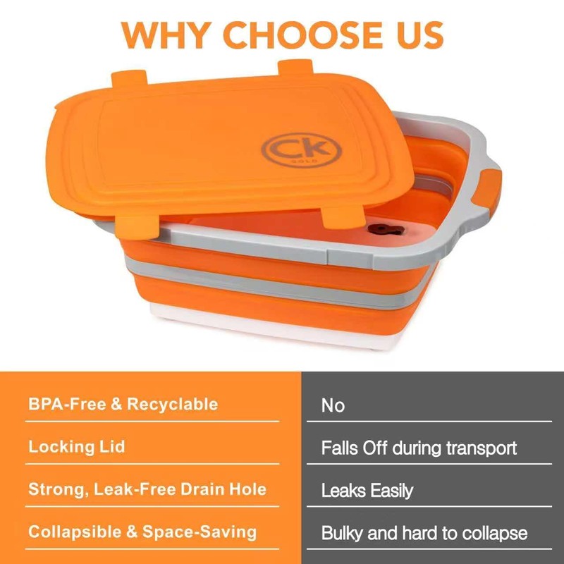 New Extra LARGE Collapsible BBQ Prep Tub with LOCKING LID