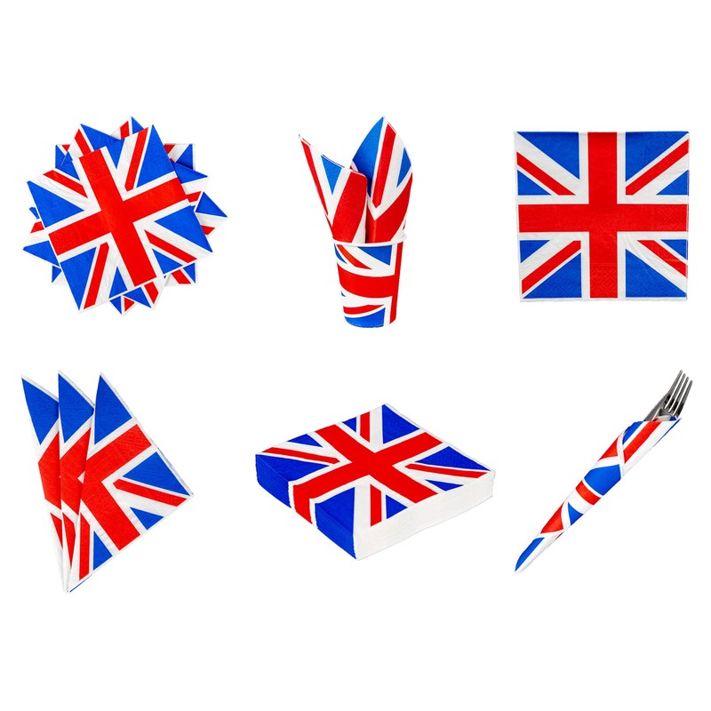 60Pcs Great Britain GB UK Union Jack Party Napkins Serviettes