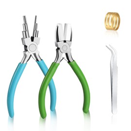 2 Pieces 6 in 1 Jewelry Pliers Jewelry Making Tool Bail Making Pliers wire bending pliers Wire Bending for Beading Looping Shaping Wire DIY Crafts,Bending Jewelry Makings Looping Crafts