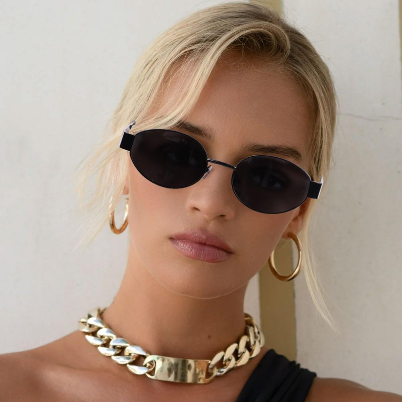 Risipu Retro Trendy Oval Sunglasses for Women Retro Gold Fashion