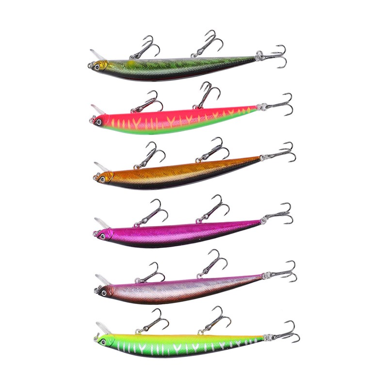 6PCS Minnow Fishing Lure Long Throw Floating Artificial Hard Bait