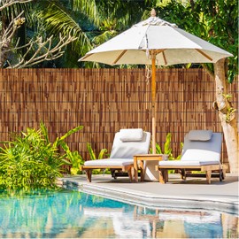 Natural Reed Fencing Rolls,2PACK 4.6FT X 16.4FT Reed Screen Curtain Fence Covering Privacy for Outdoor Backyard Patio（Brown）