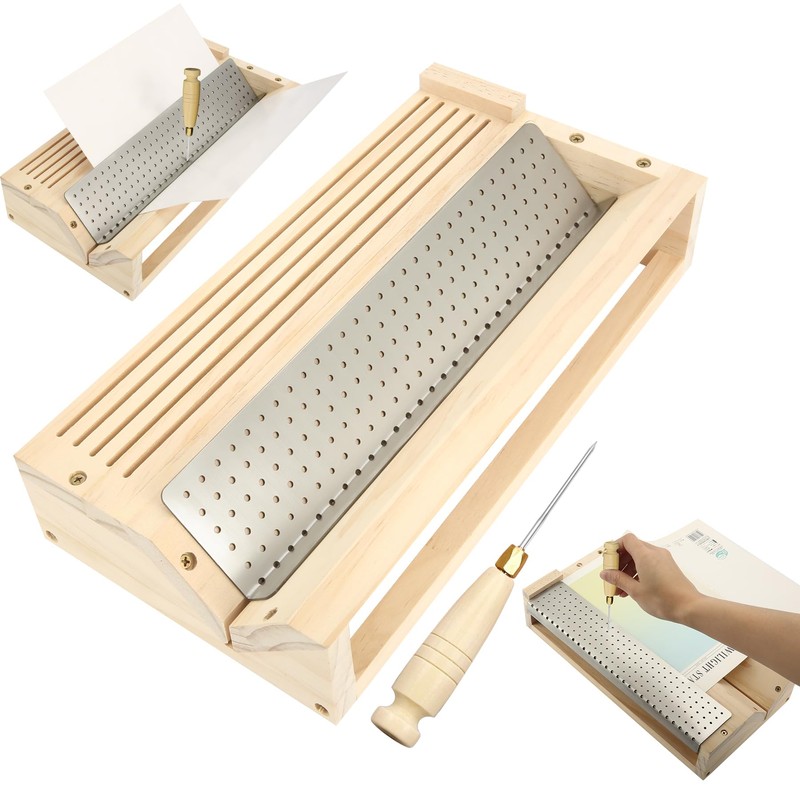 Bookbinding Punching Cradle Set, Includes Dual-Use Piercing Guide and a
