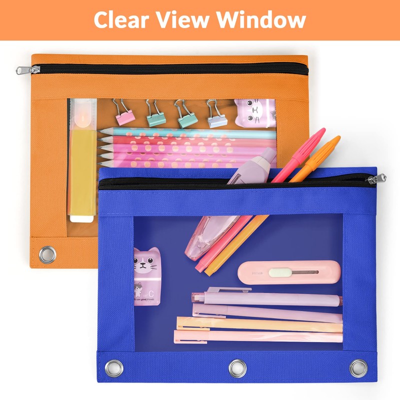 Sooez Pencil Pouch for 3 Ring Binder, 2 Pack Binder