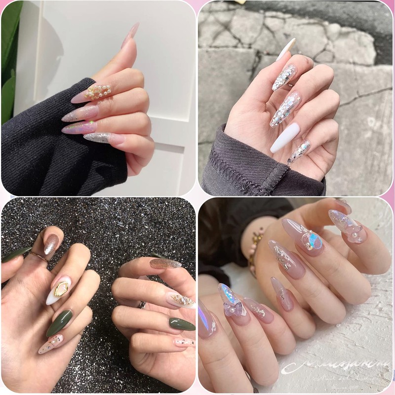JANLOFO Nail Tips, Clear, False Nails, 500 Pieces, Long Nail