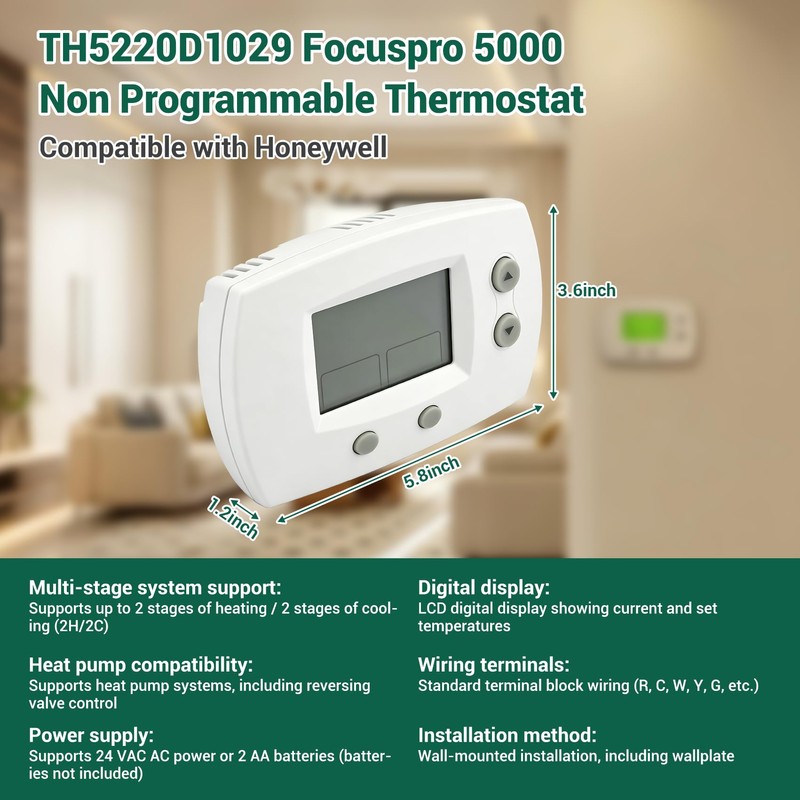 TH5220D1029 FocusPRO 5000 Thermostat Compatible with Honeywell TH5220D