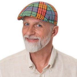 Stetson Texas Colour Check Flat Cap - Checked Style - Colourful Hat - UV Protection 40+ - Summer Hat - Made in the EU - Men - Spring/Summer, Colourful