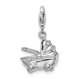 Sterling Silver Baby Carriage W/Lobster Claw Clasp Clasp Charm Charms