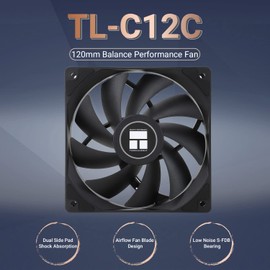 Thermalright TL-C12C CPU Fan 120mm Case Cooler Fan, 4Pin PWM Silent Computer Fan with S-FDB Bearing Included, up to 1550RPM Cooling Fan