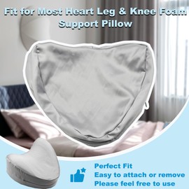 LeoTube Satin Knee Pillow Cover for Heart Shaped Leg & Knee Foam Support Pillow, Upgraded Invisible Zippered Satin Leg Pillowcase Replacement (10 * 9.5 * 4.9in)-Cover ONlY (Slate Grey)