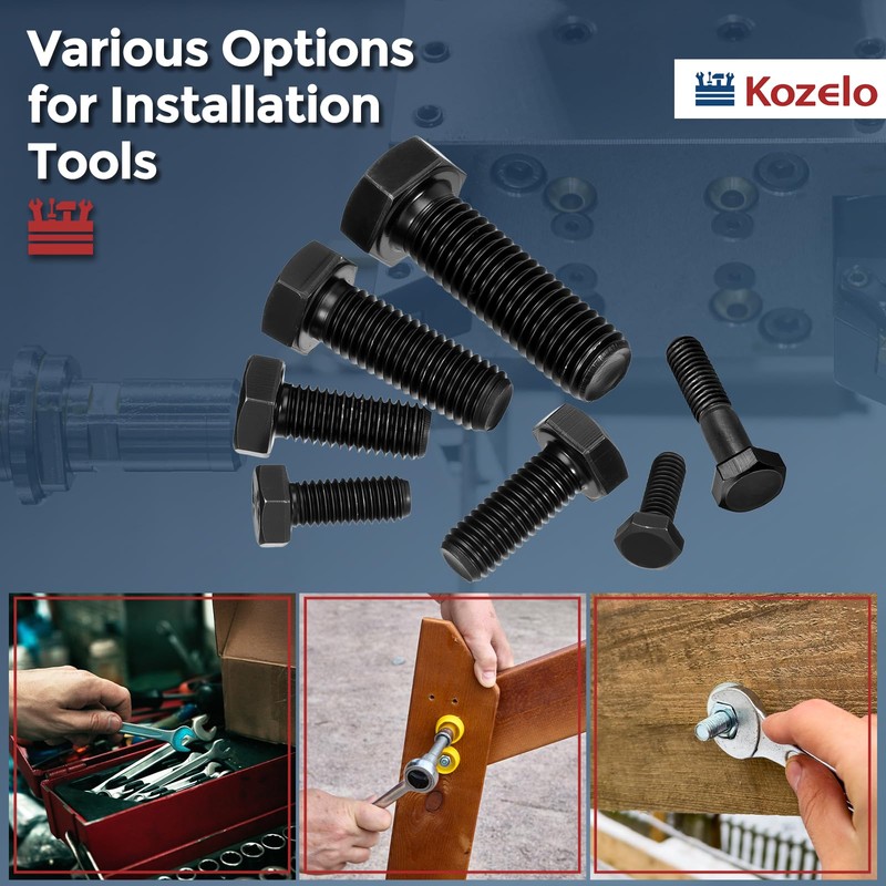 Kozelo 48 Pcs Hex Head Bolts and Nuts Kit -
