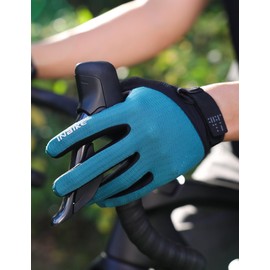 INBIKE Cycling Gloves Road Bike Memory Gel Padded Gloves for Men Women, Touchscreen Full Finger Shock-Absorbing Biking Gloves, Bicycle Breathable Reflective Riding Gloves Blue X-Large