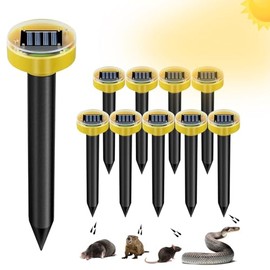 Snake Repellent for Yard 10 Pack, Ultrasonic Mole Repellent,Solar Powered Gopher Repeller Sonic Mole Deterrent Spikes, Snake Gopher Mole Vole Repellent Outdoor for Lawn Garden & Yard