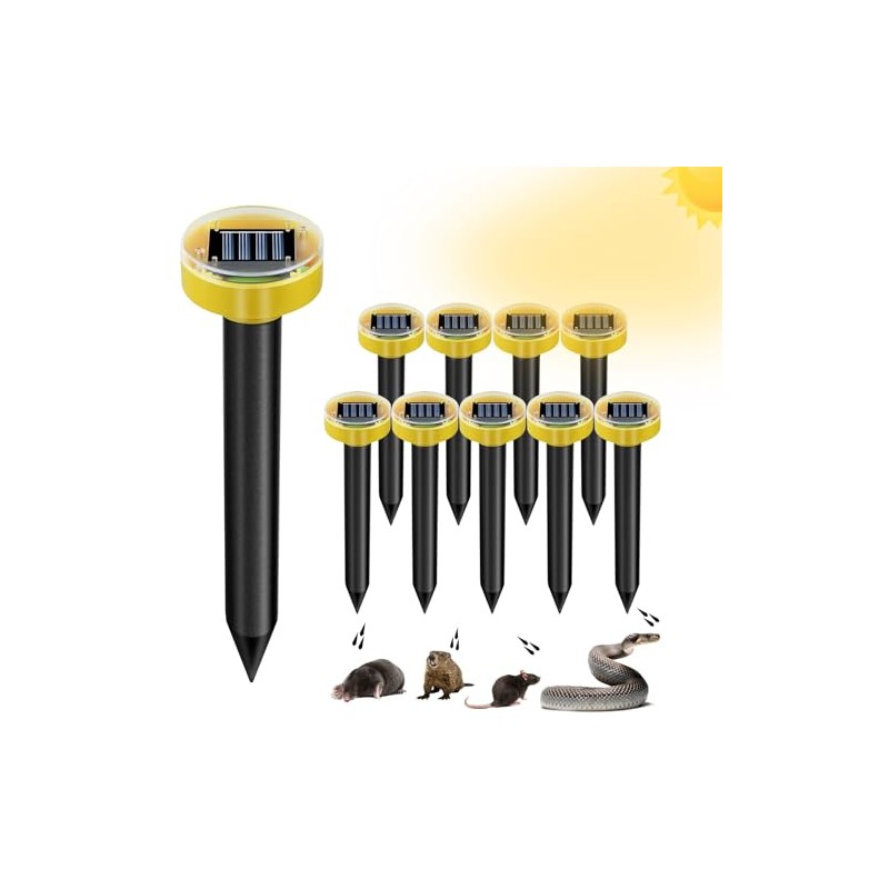 Snake Repellent for Yard 10 Pack, Ultrasonic Mole Repellent,Solar Powered