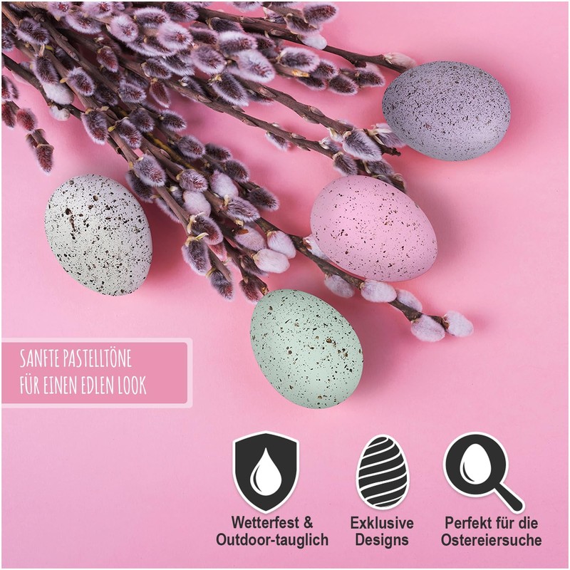 Festicy 24 Colourful Easter Eggs for Hanging, 6 Eggs per