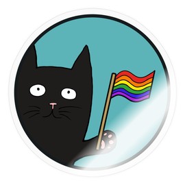 Spreadshirt Black Pride Cat Rainbow Sign Set Stickers, 10 x 10 cm, Transparent Glossy